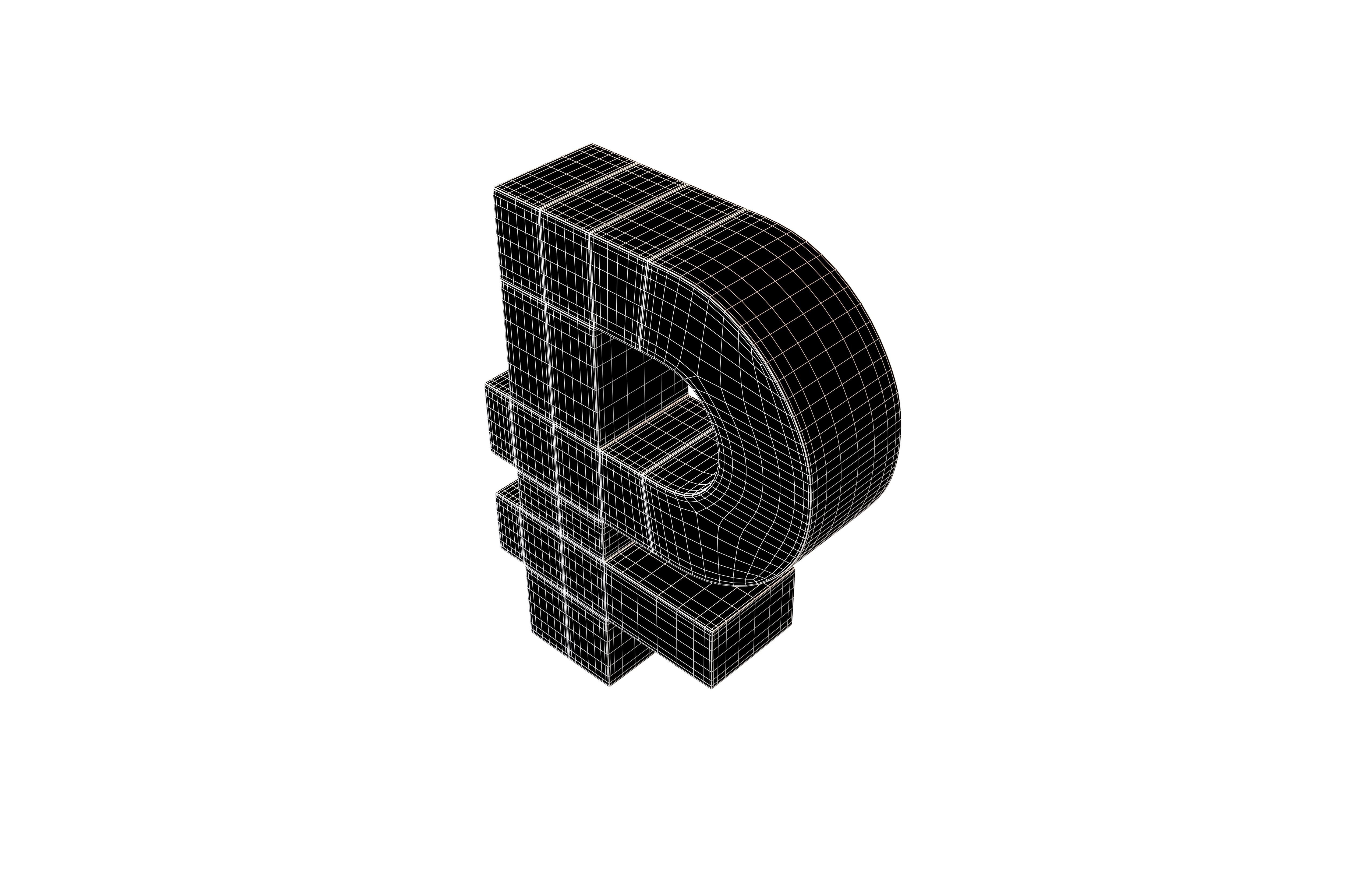 Ruble Symbol v2 004 Low-poly 3D model_5