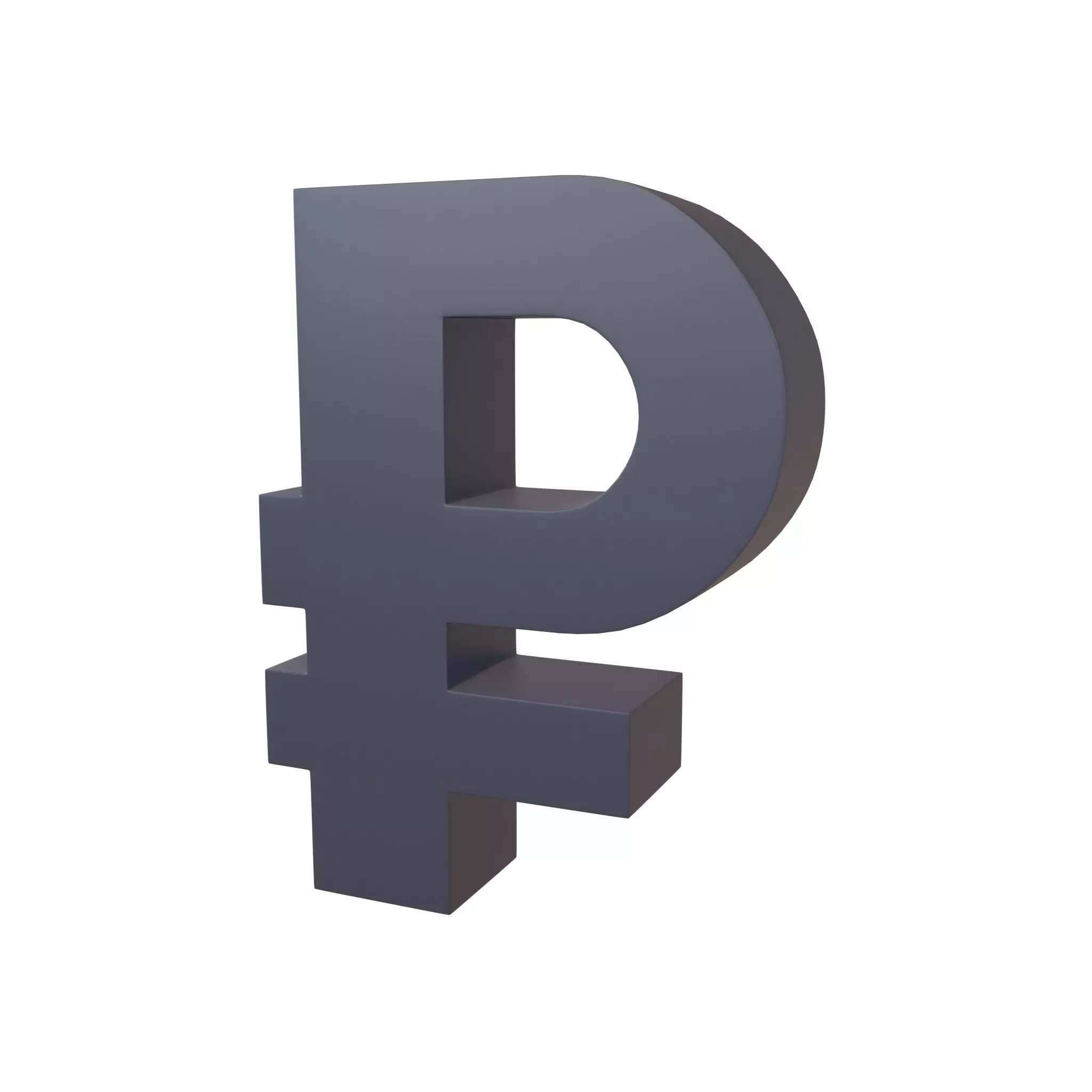 Ruble Symbol v2 004 Low-poly 3D model_0