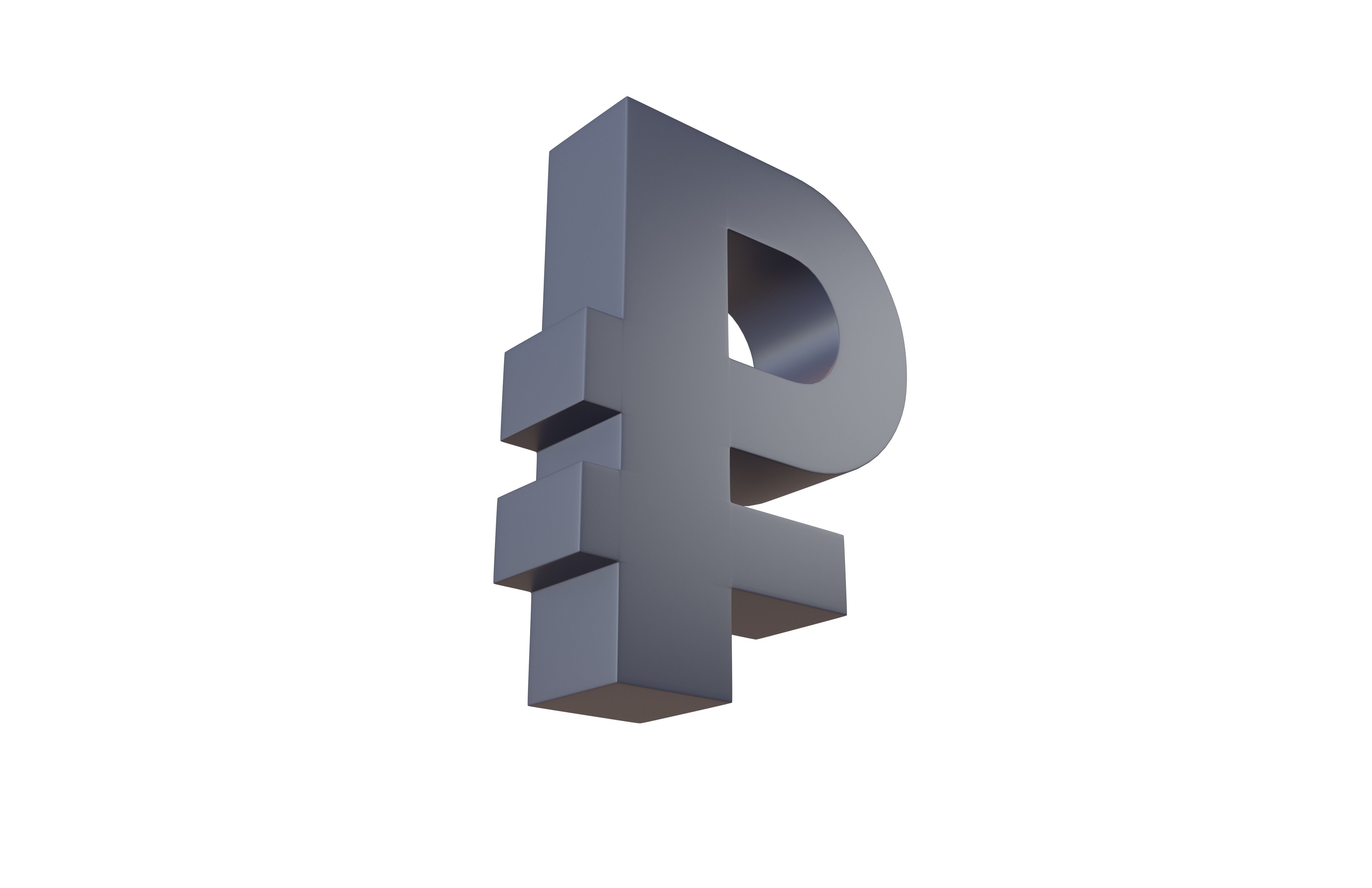 Ruble Symbol v2 004 Low-poly 3D model_3