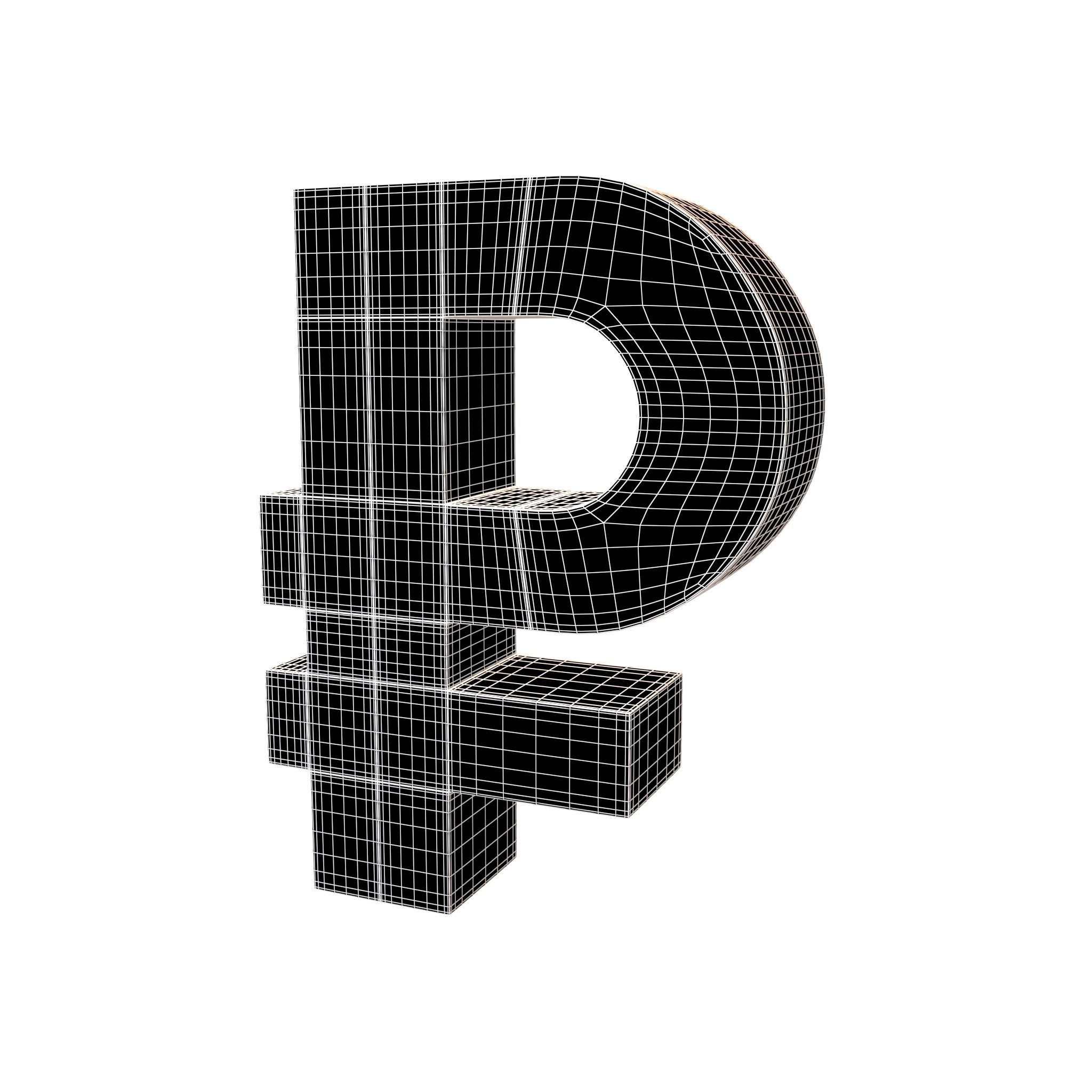 Ruble Symbol v2 004 Low-poly 3D model_7