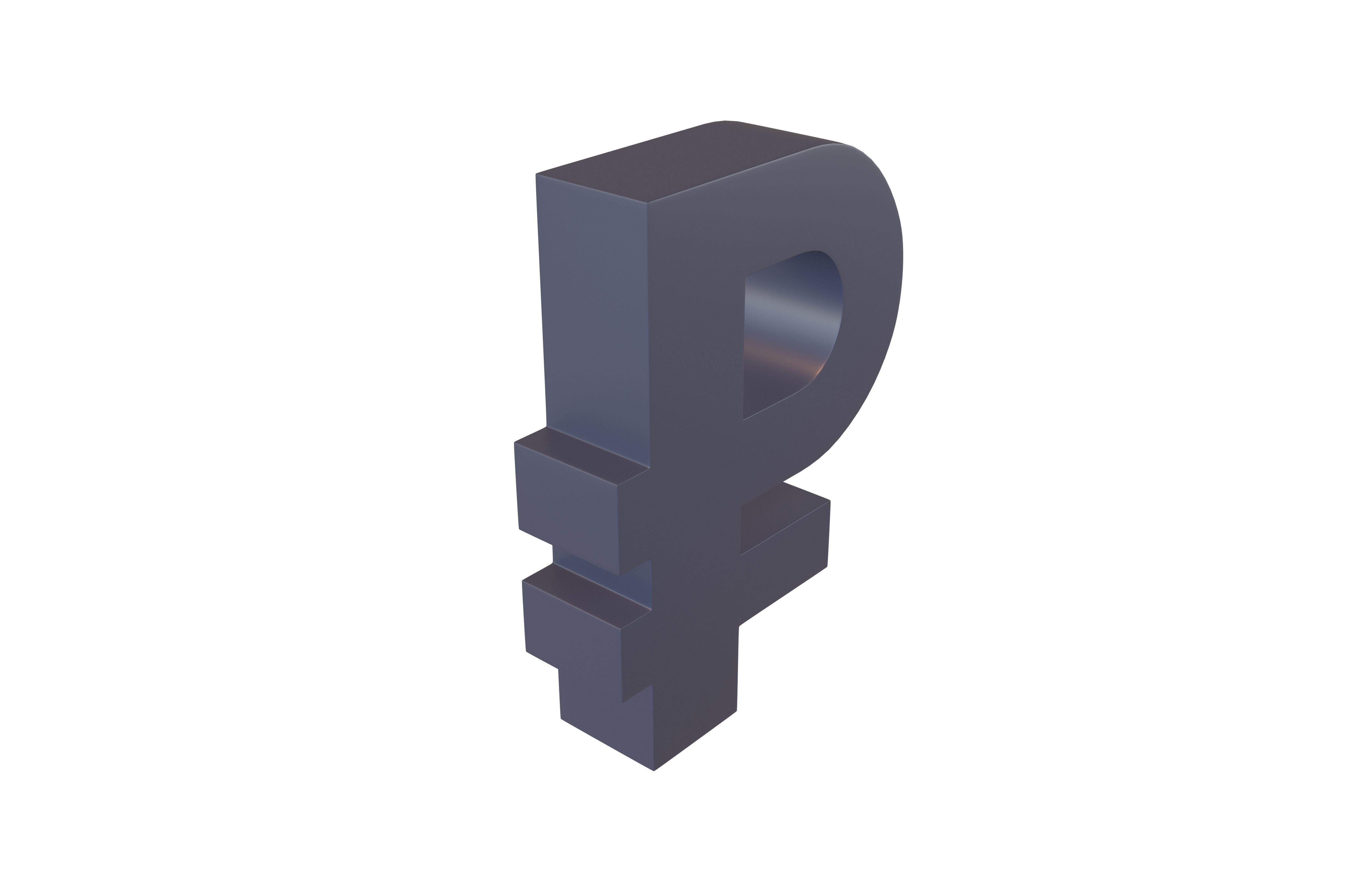 Ruble Symbol v2 004 Low-poly 3D model_1