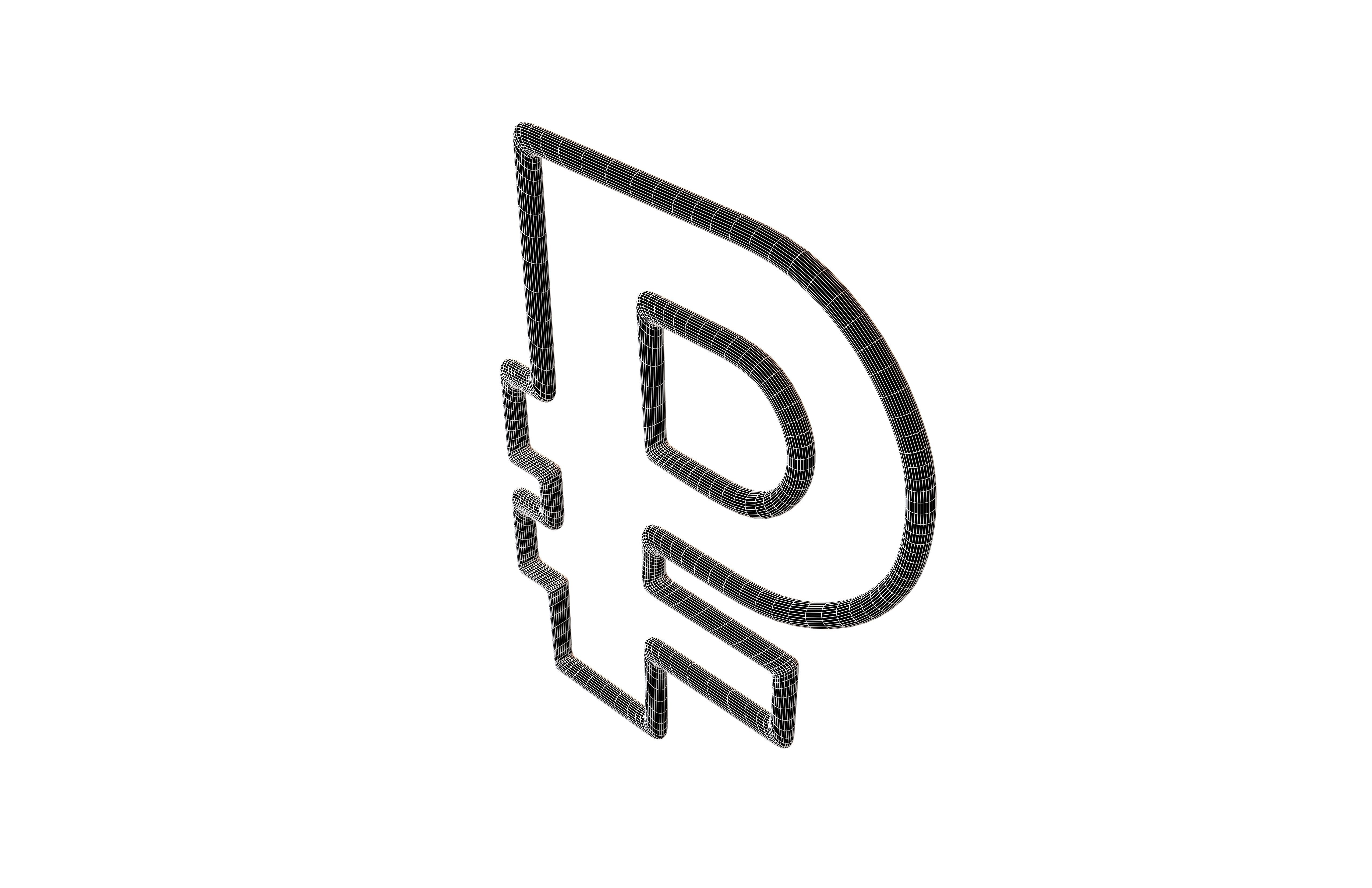 Neon Ruble Symbol v1 001 Low-poly 3D model_5