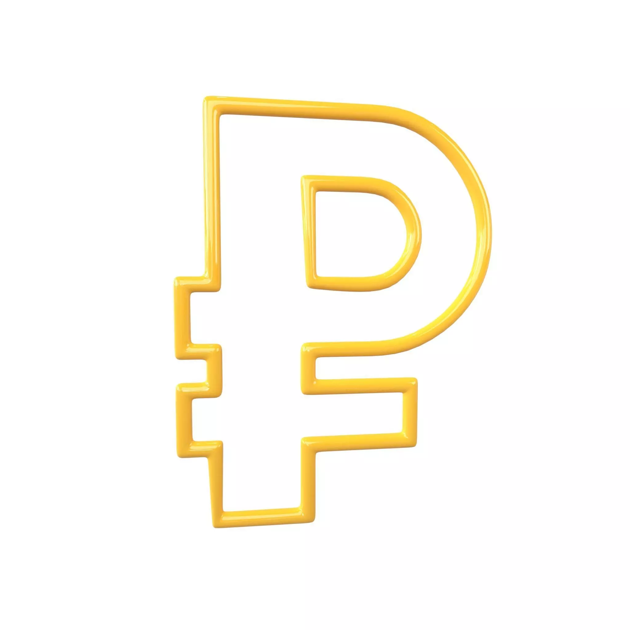 Neon Ruble Symbol v1 001 Low-poly 3D model_0