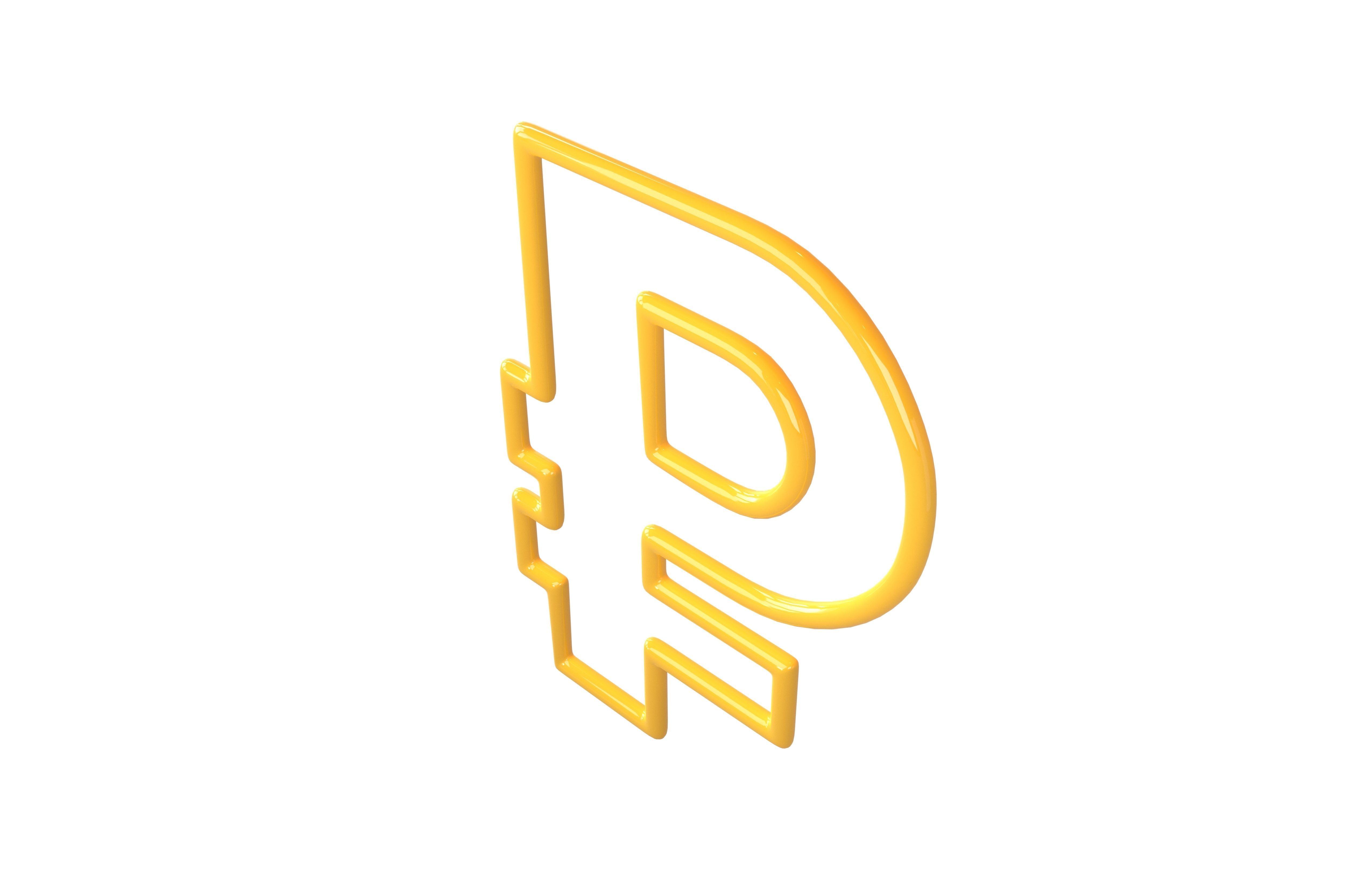 Neon Ruble Symbol v1 001 Low-poly 3D model_2