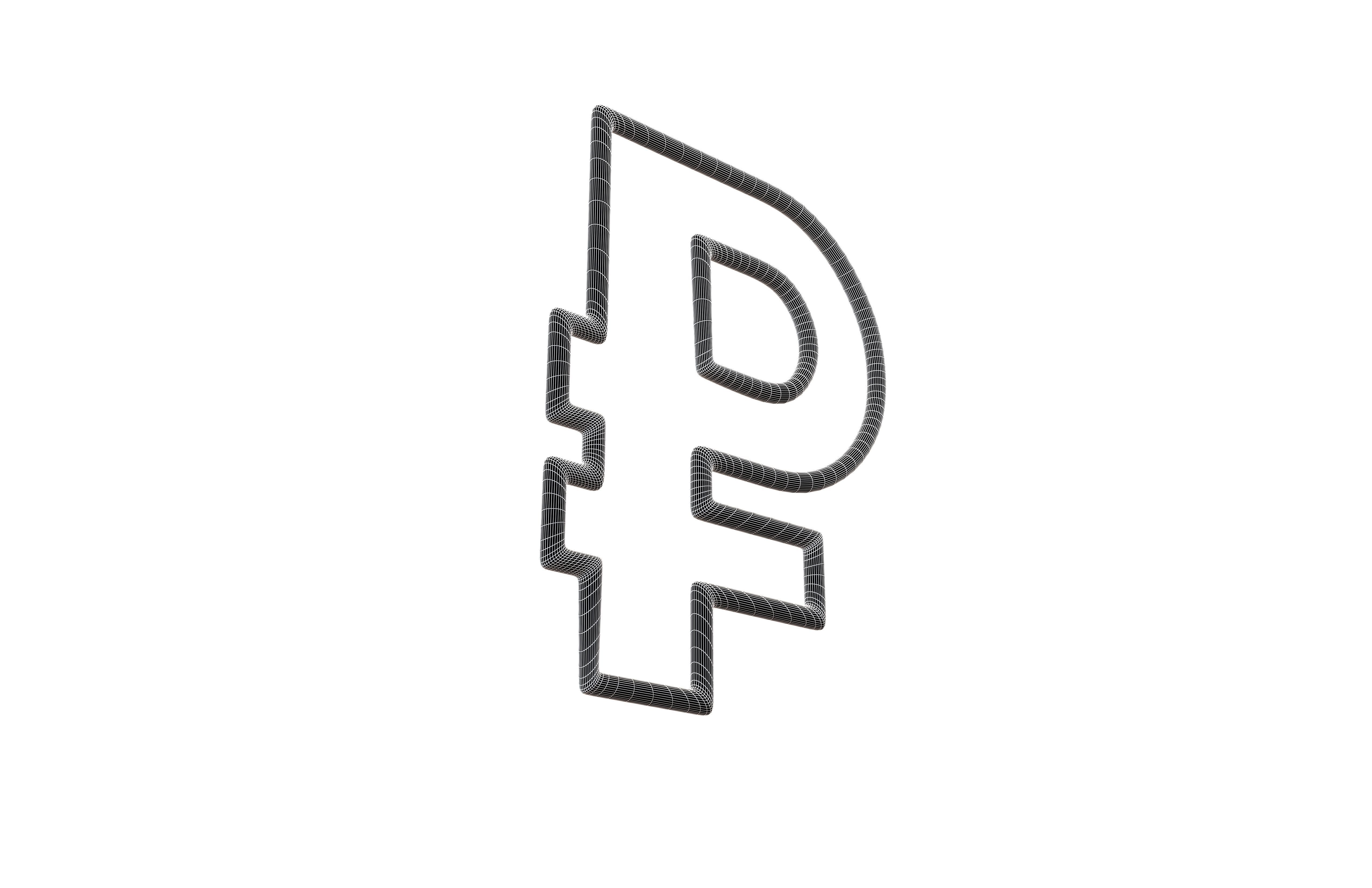 Neon Ruble Symbol v1 001 Low-poly 3D model_6