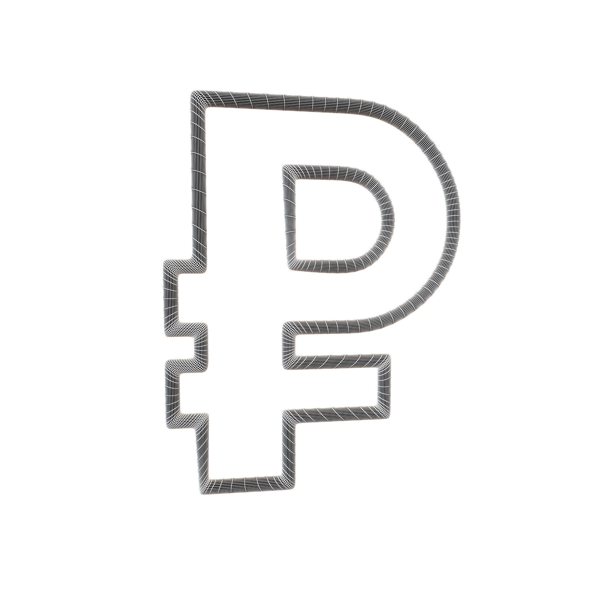 Neon Ruble Symbol v1 001 Low-poly 3D model_7