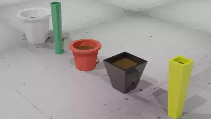 Low-Poly Plant Pots Vol 1 Free low-poly 3D model