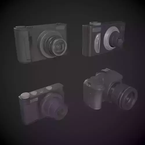 Digital Camera Set Low-poly 3D model