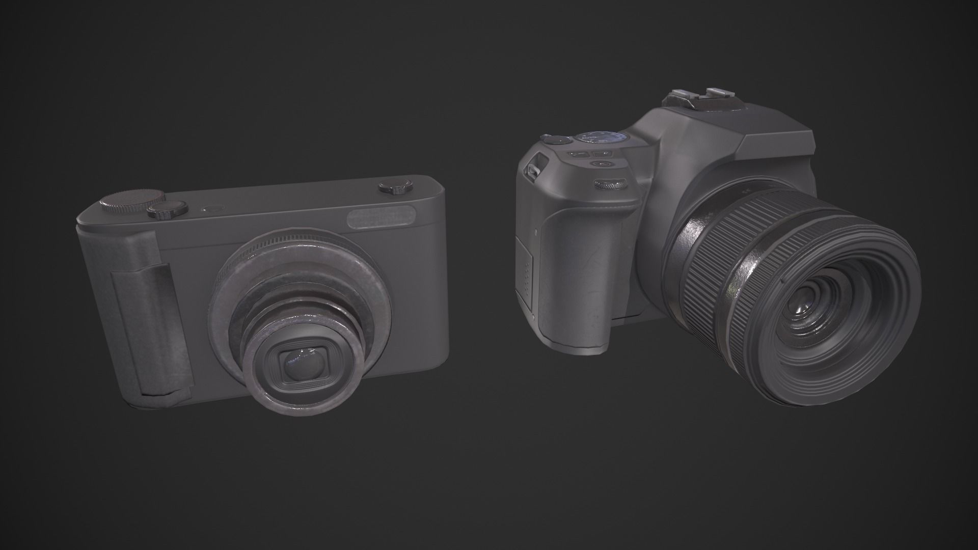 Digital Camera Set Low-poly 3D model_10