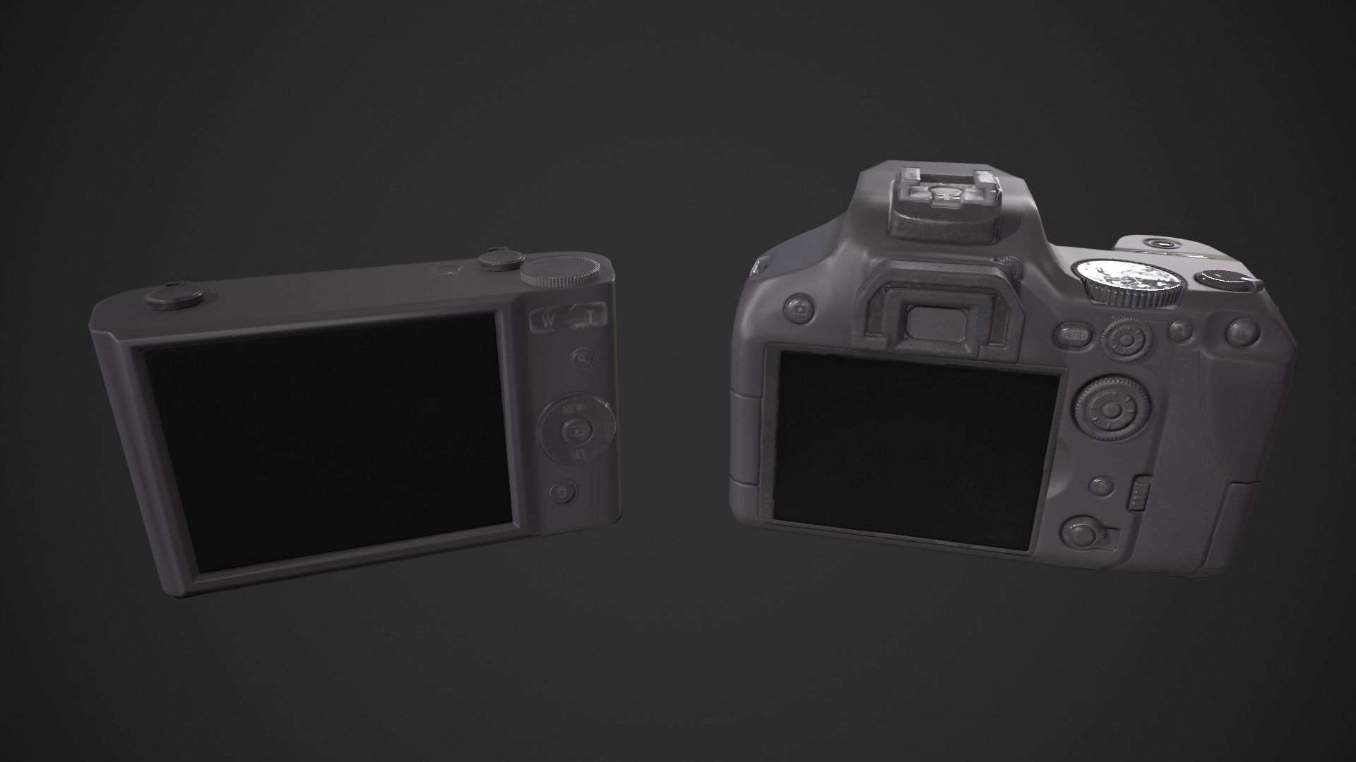 Digital Camera Set Low-poly 3D model_9