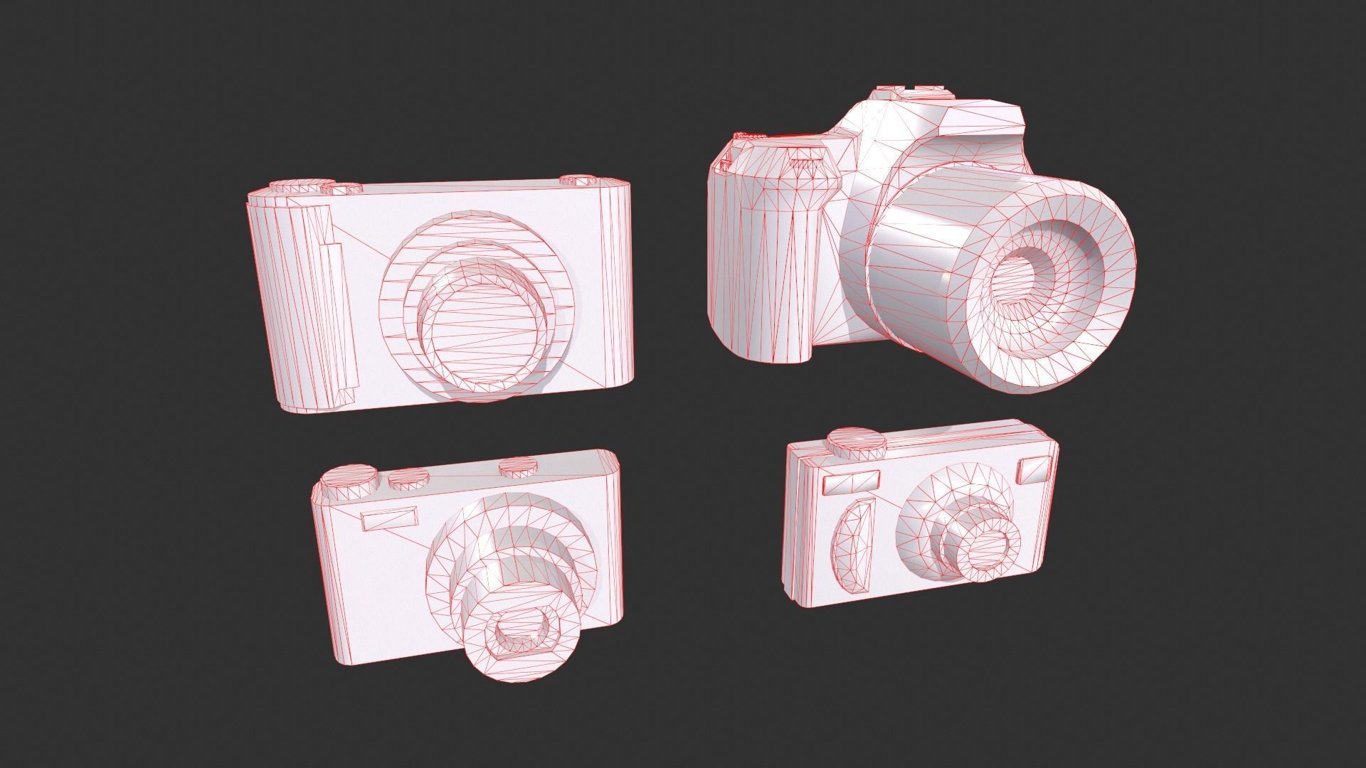 Digital Camera Set Low-poly 3D model_14