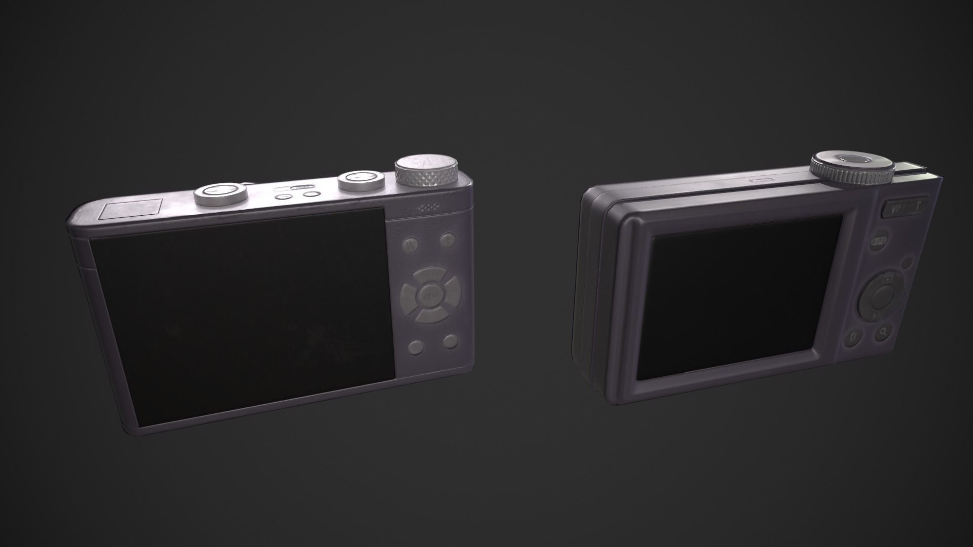 Digital Camera Set Low-poly 3D model_7