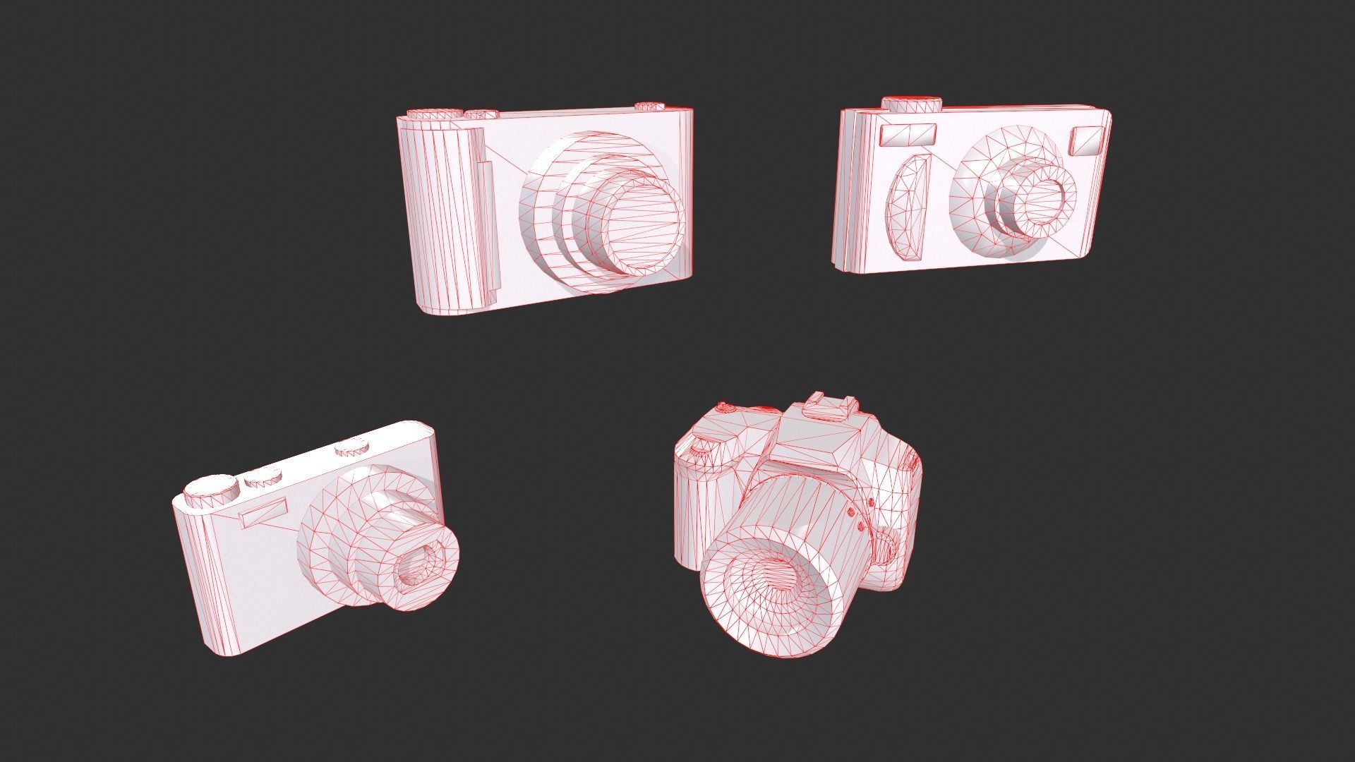 Digital Camera Set Low-poly 3D model_2