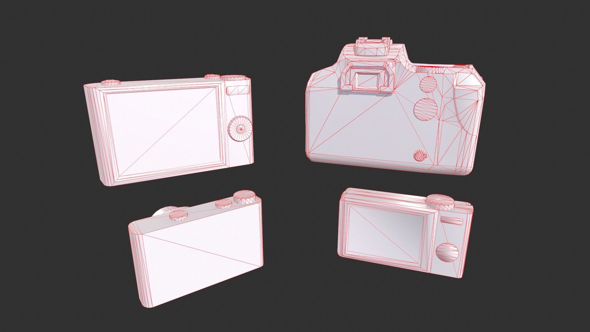 Digital Camera Set Low-poly 3D model_16