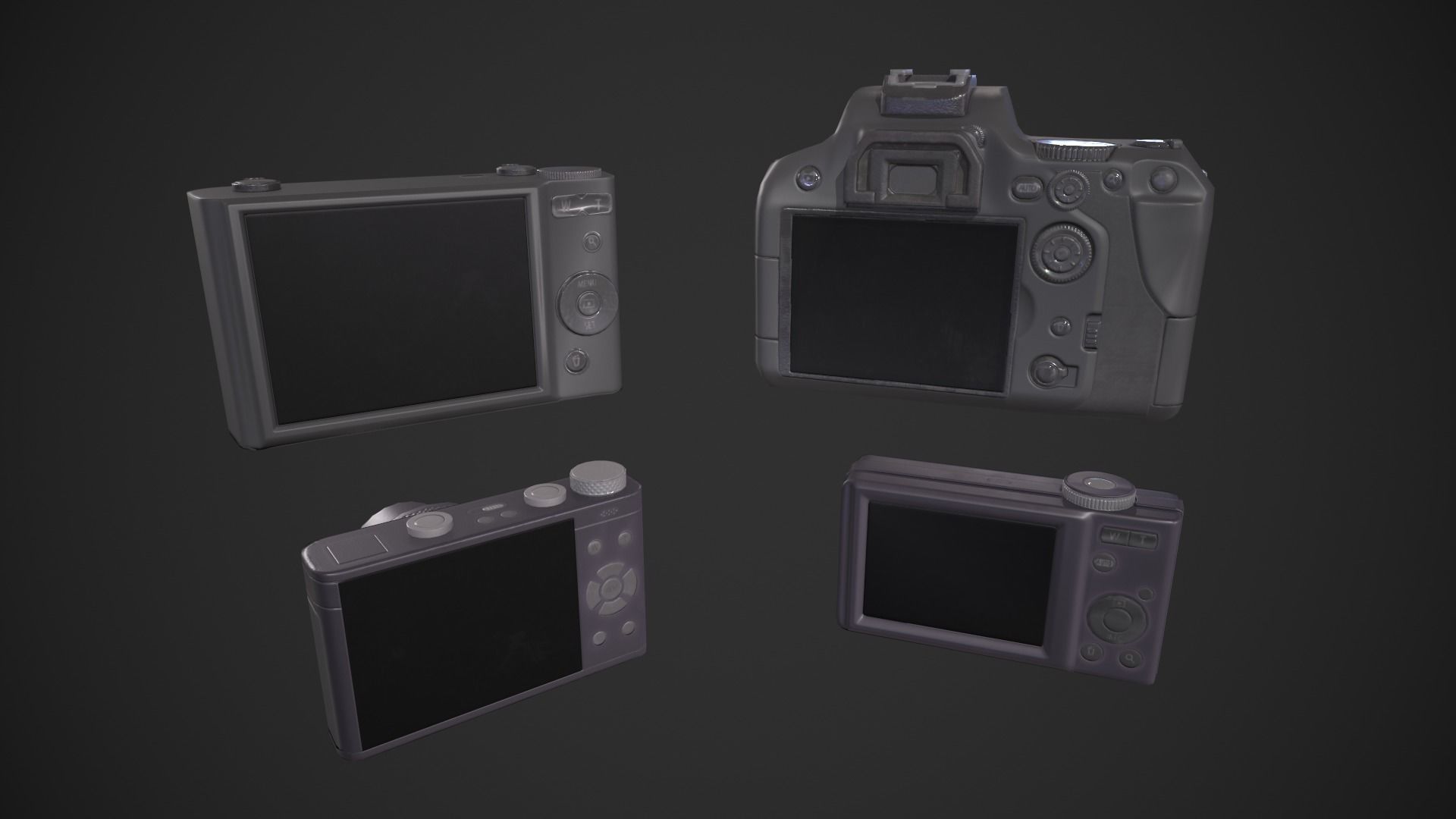 Digital Camera Set Low-poly 3D model_15