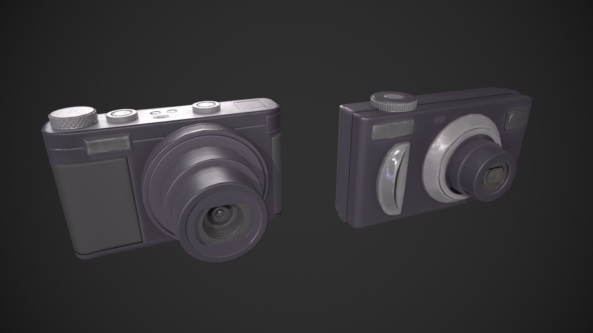 Digital Camera Set Low-poly 3D model_5