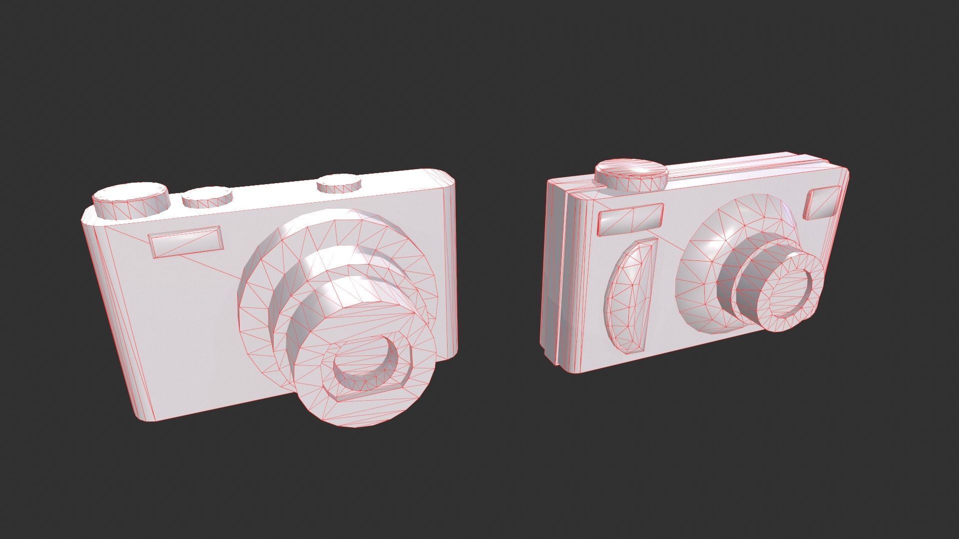 Digital Camera Set Low-poly 3D model_6
