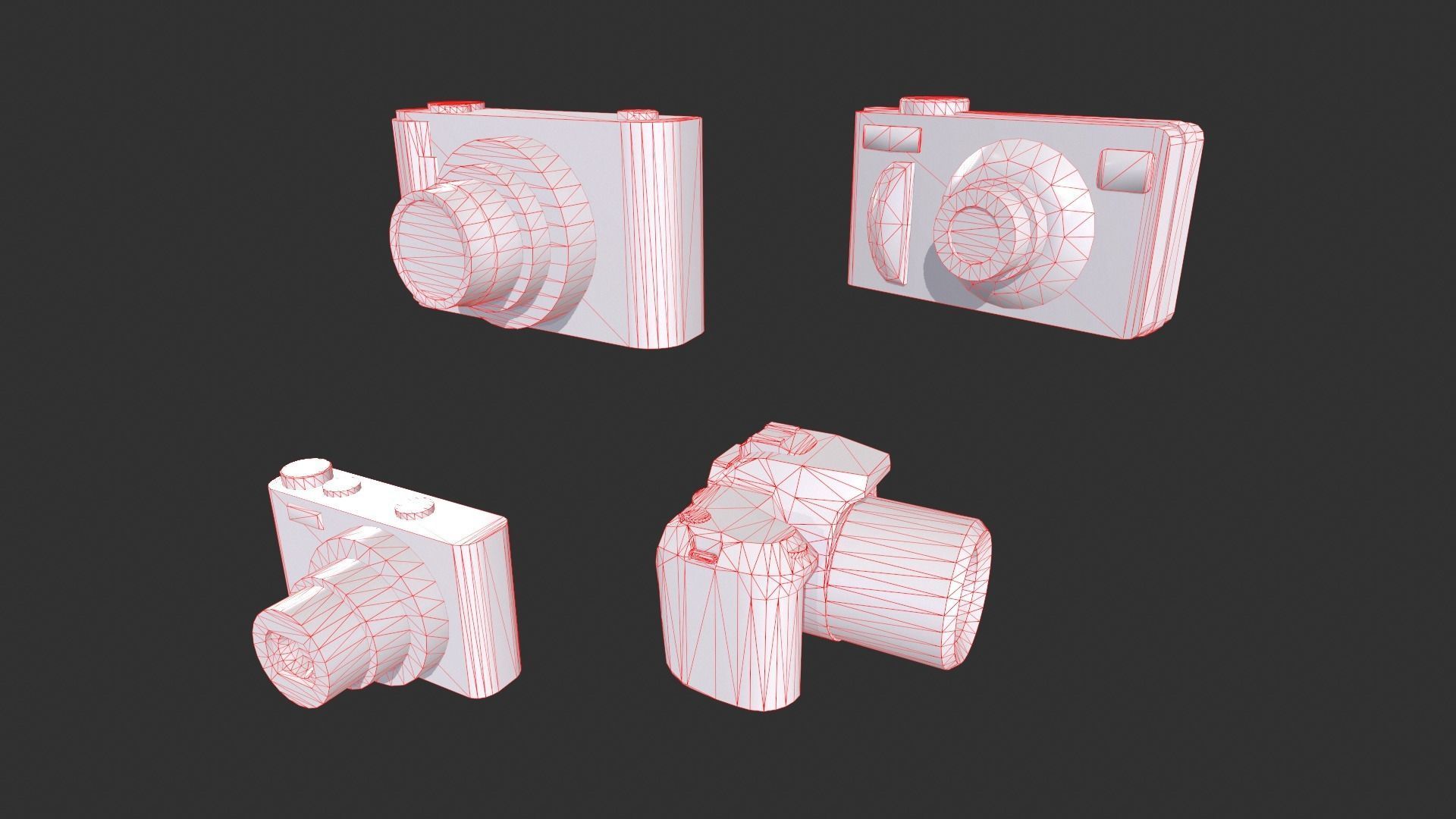 Digital Camera Set Low-poly 3D model_4