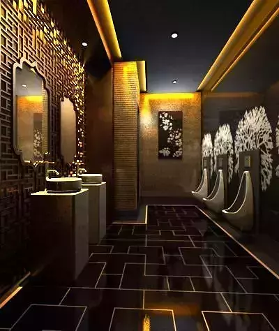 Toilet bathroom with gold and lighting 3D model