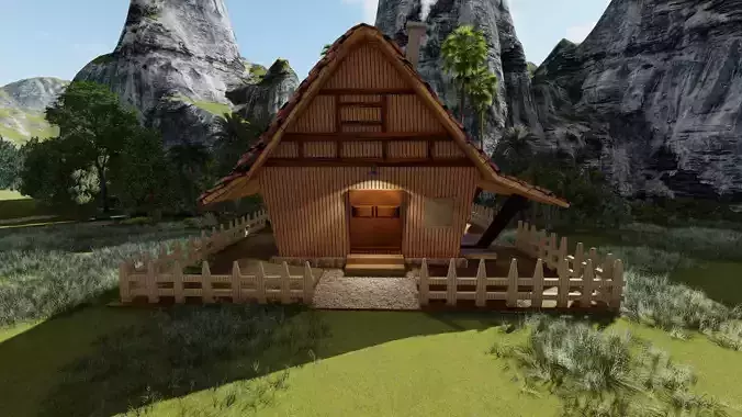 fbx obj house in mountains 3D print model