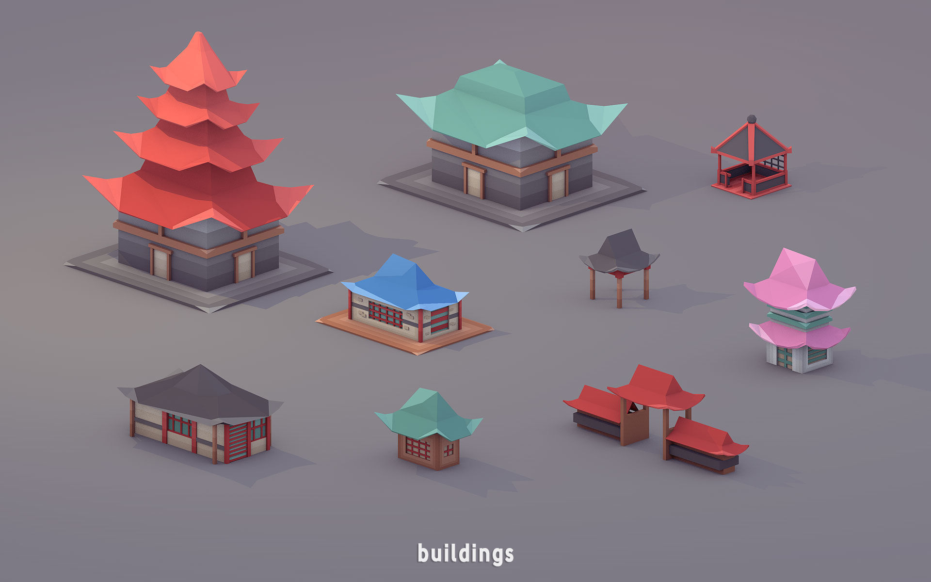 3D Low Poly 100 Japanese Assets Low-poly 3D model_2