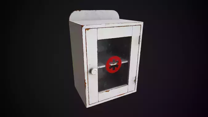Painted Wooden Medical Cabinet Low-poly 3D model