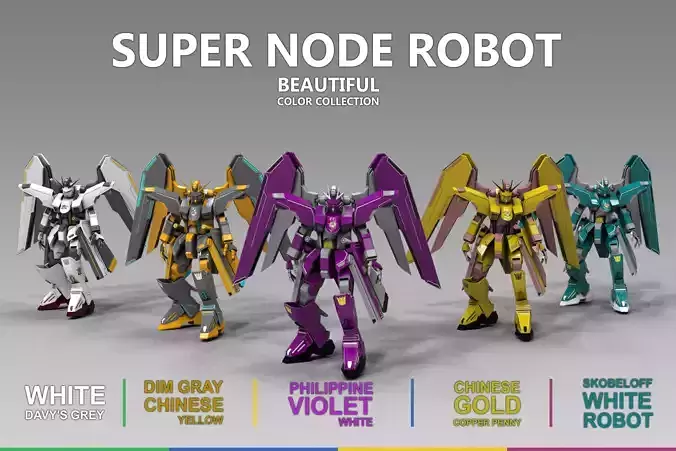 Super Node Robot Low-poly 3D model