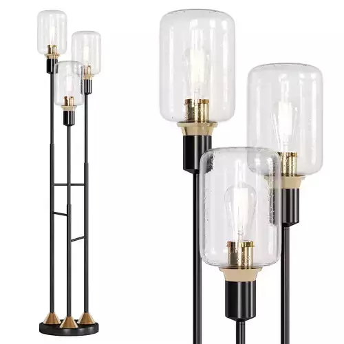 Menlo Lane Black Bronze 3 Light Seedy Glass Floor Lamp