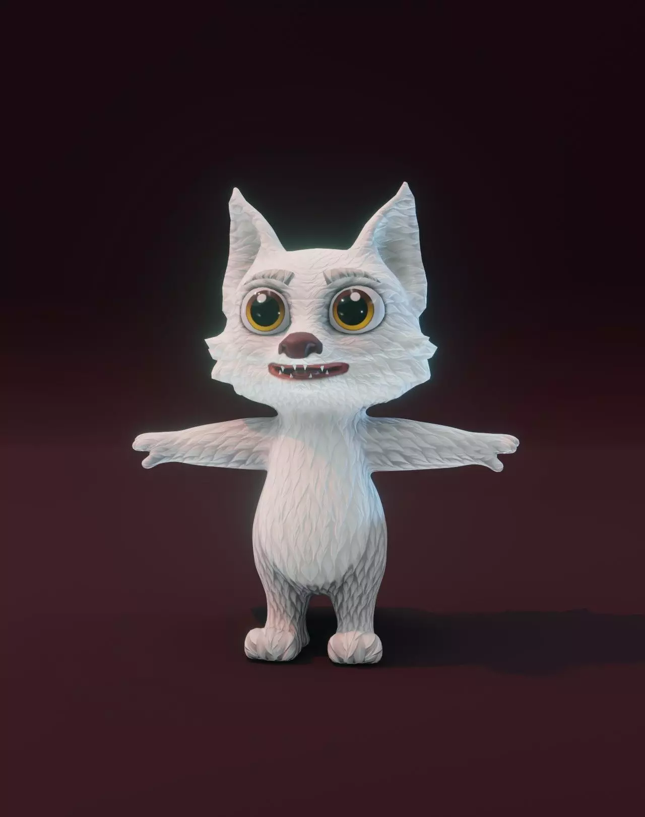 Cartoon Arctic Fox Rigged 3D Model Low-poly 3D model