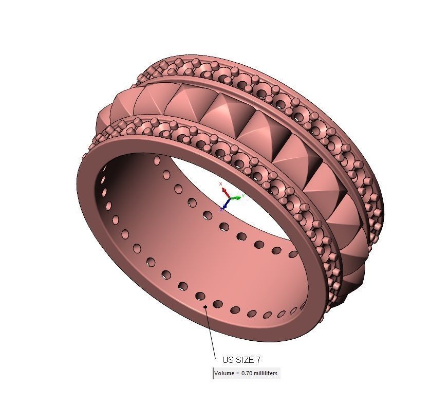 Double diamond sides stud eternity rings US sizes 6 7 8 3D print model_11