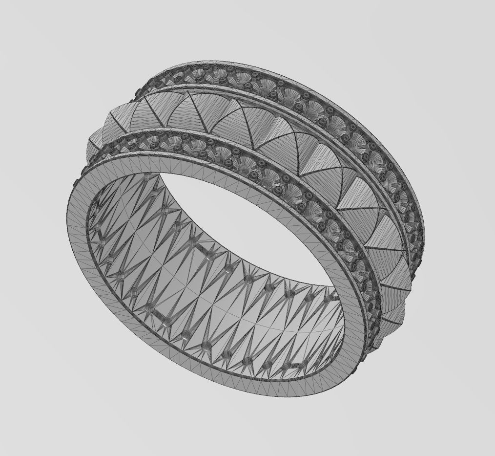 Double diamond sides stud eternity rings US sizes 6 7 8 3D print model_14