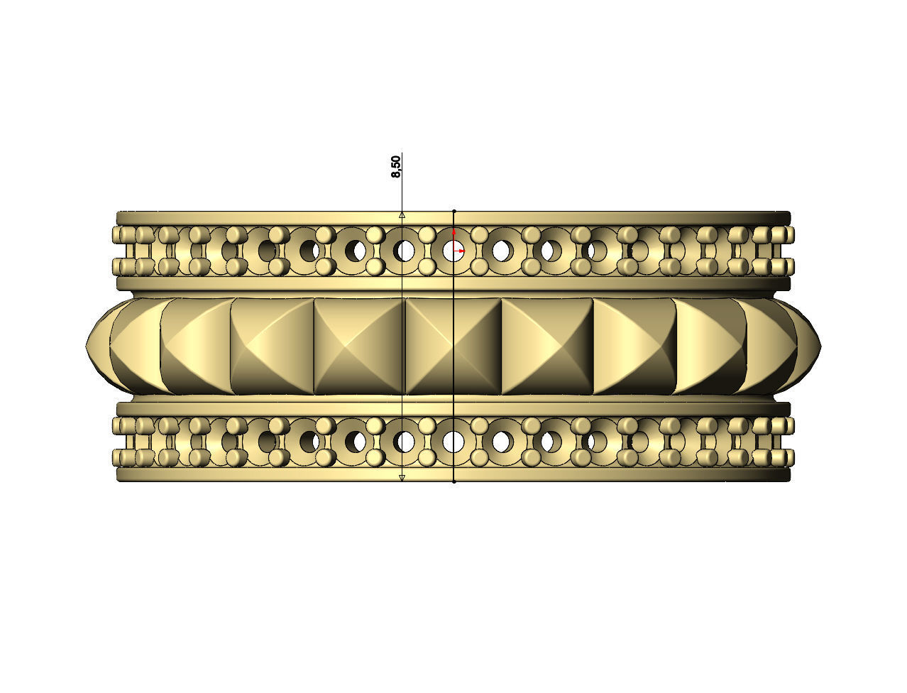 Double diamond sides stud eternity rings US sizes 6 7 8 3D print model_7