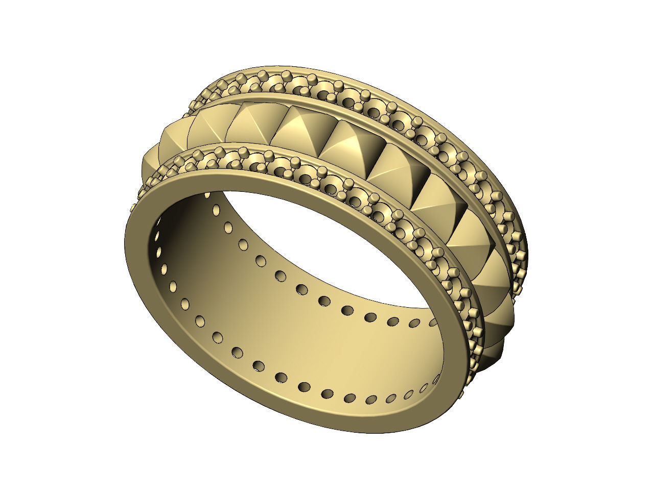 Double diamond sides stud eternity rings US sizes 6 7 8 3D print model_5