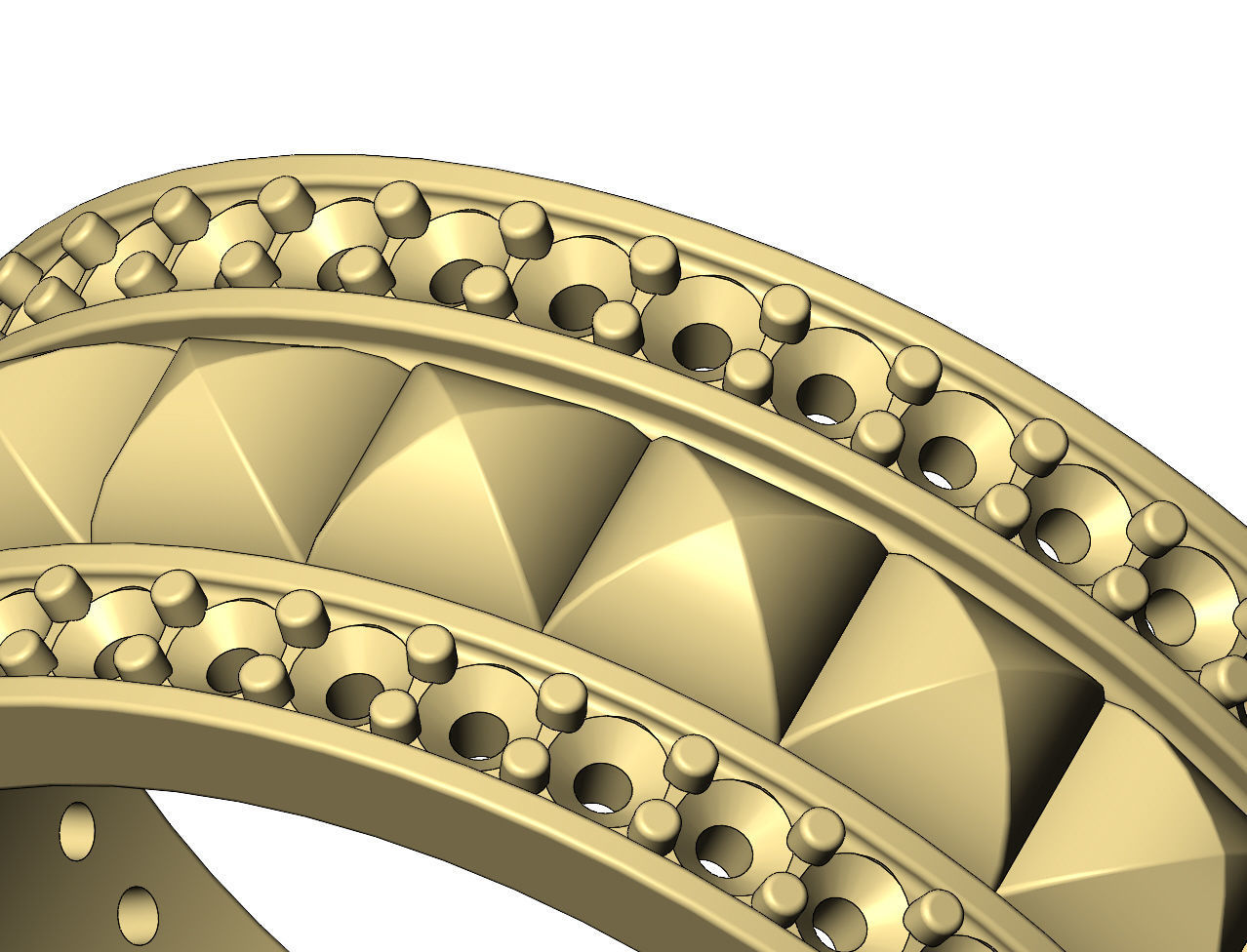 Double diamond sides stud eternity rings US sizes 6 7 8 3D print model_6