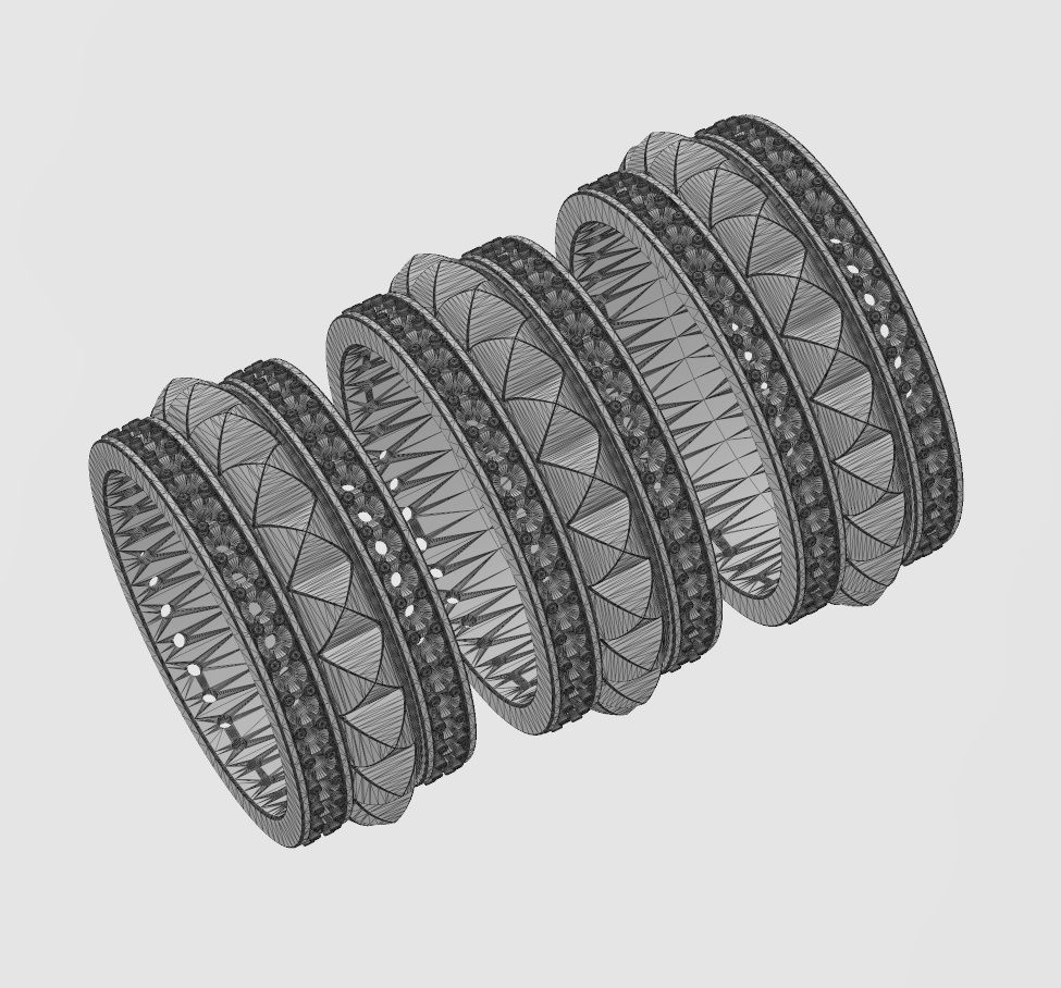 Double diamond sides stud eternity rings US sizes 6 7 8 3D print model_13