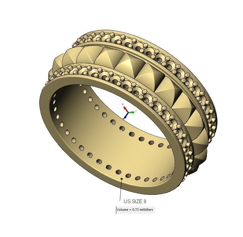 Double diamond sides stud eternity rings US sizes 6 7 8 3D print model_12