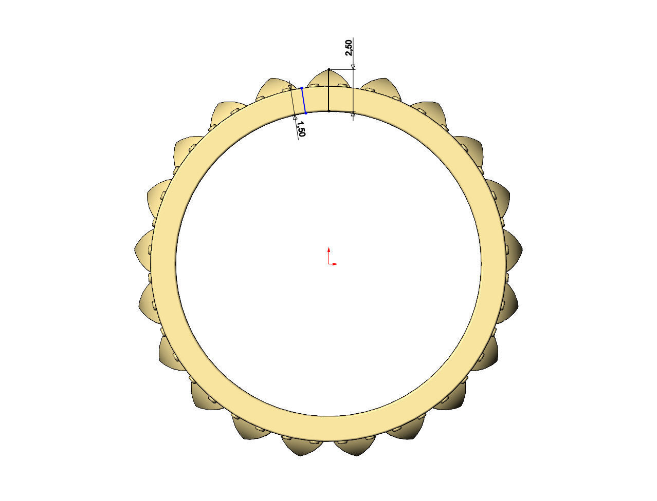 Double diamond sides stud eternity rings US sizes 6 7 8 3D print model_8