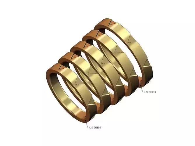Triangular pockets motif fashion stacker band US sizes 5to9 3D print model