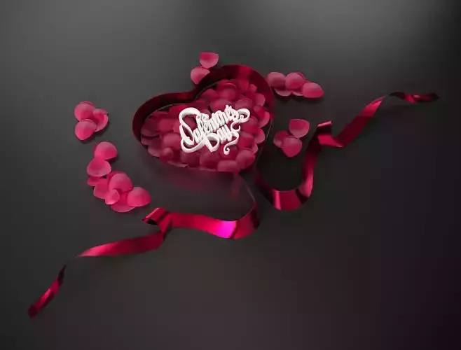 Valentines day ribbon in the form of a heart