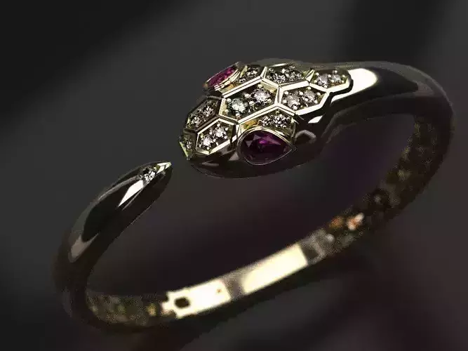Serpenty snake diamond bangle bracelet 3D print model
