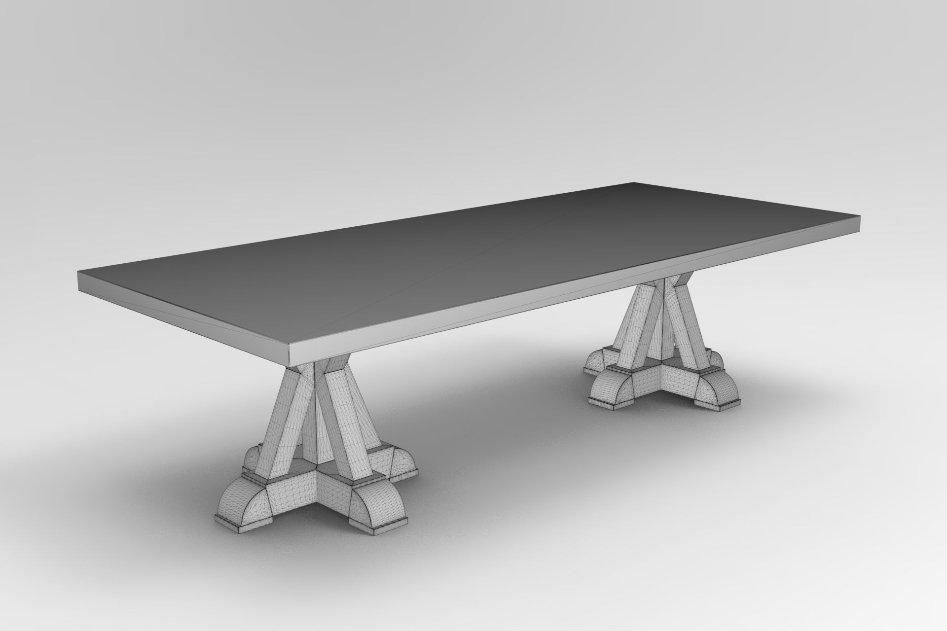 Portland Old Dining Table 3D model_5