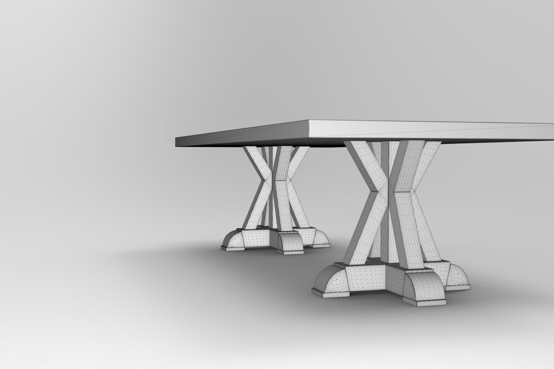 Portland Old Dining Table 3D model_6
