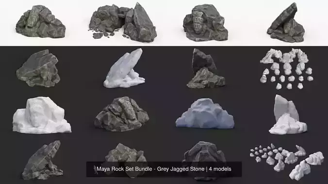 Maya Rock Set Bundle - Grey Jagged Stone