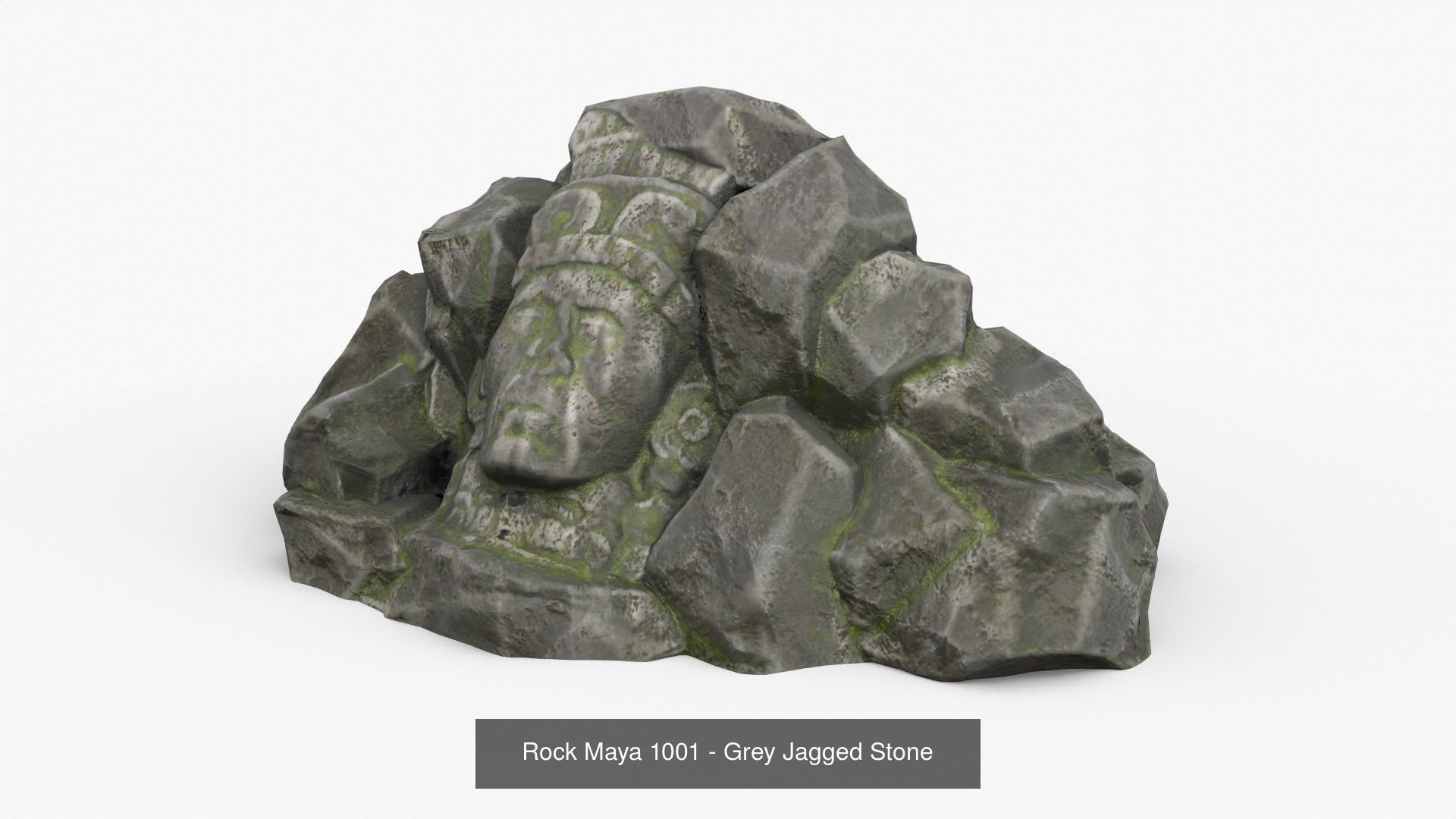 Maya Rock Set Bundle - Grey Jagged Stone 3D Model Collection_3