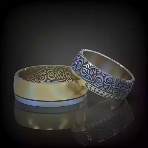 Wedding band promise rings roses diamonds