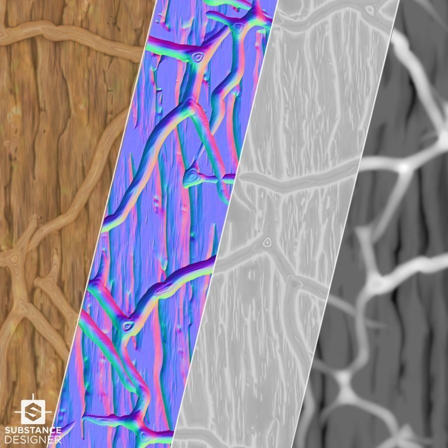 Tree Bark with Lians - Substance Designer Texture_2