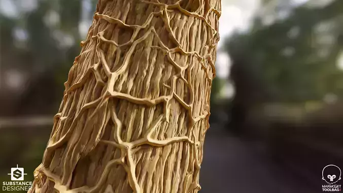 Tree Bark with Lians - Substance Designer Texture