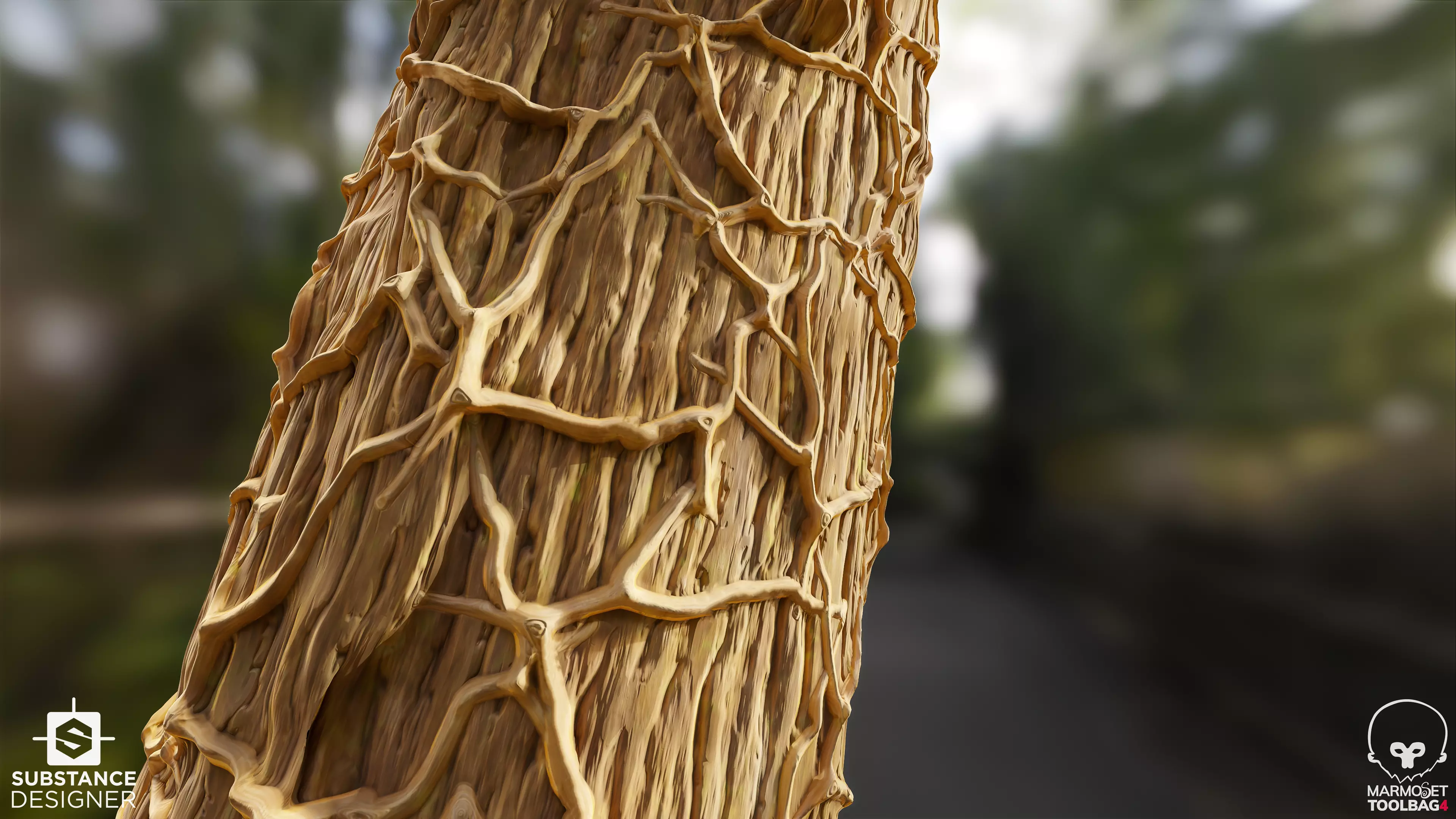 Tree Bark with Lians - Substance Designer Texture_0