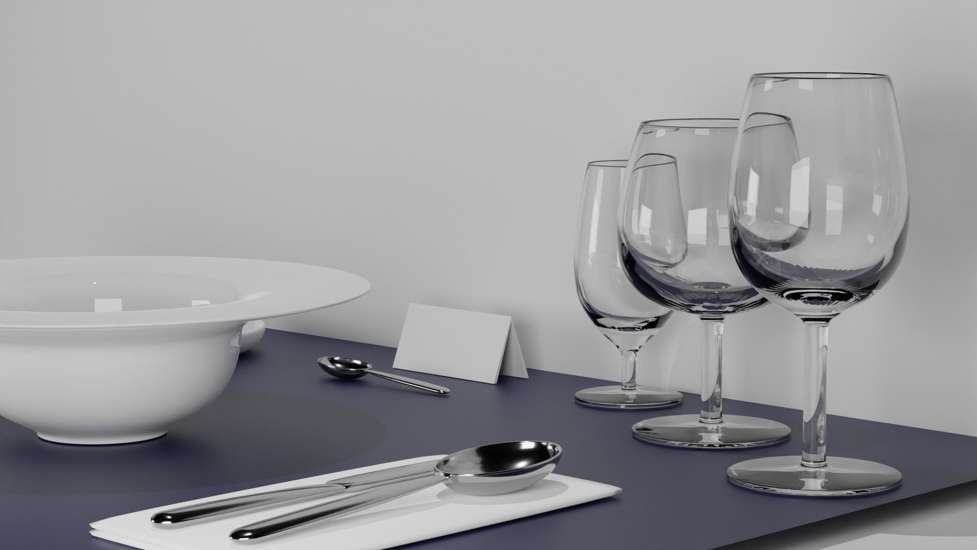 Dinner Set 3D Model table setting with silverware and utensils Free 3D model_2
