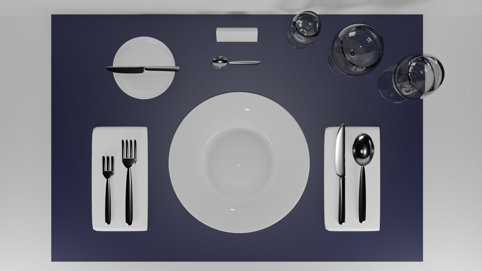 Dinner Set 3D Model table setting with silverware and utensils Free 3D model_1